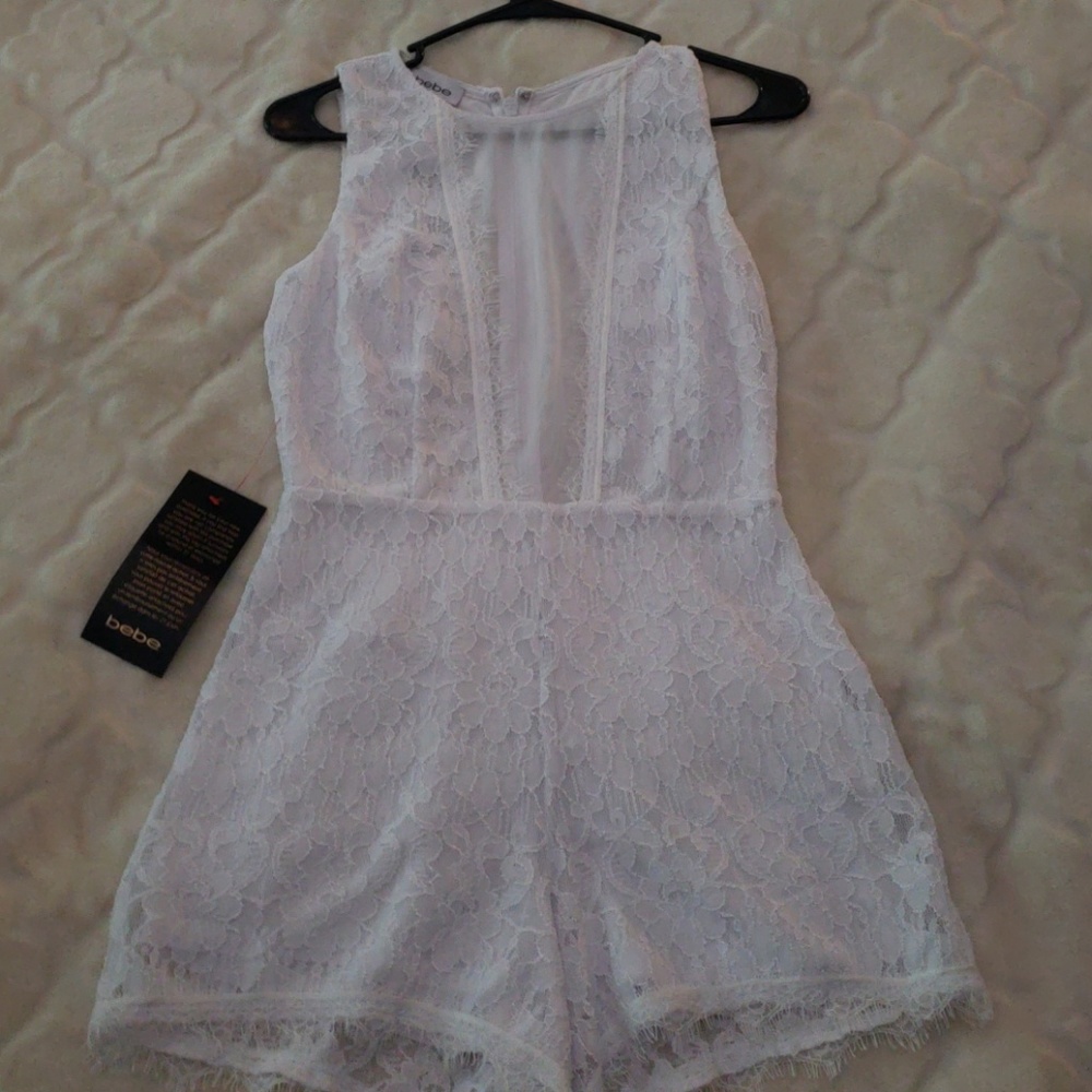 White Bebe Romper NWT